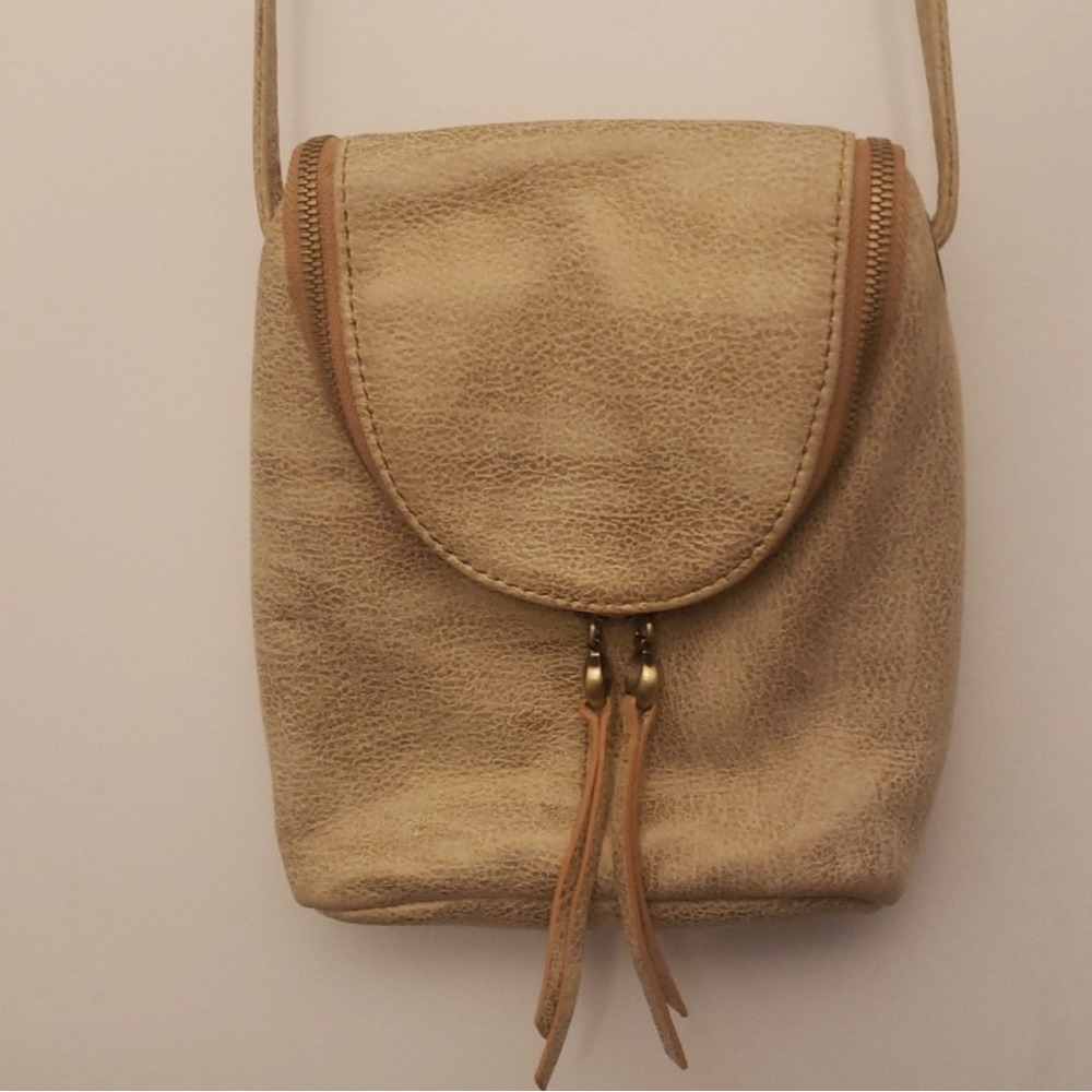 HOBO Leather Fern Crossbody Bag in Tan w Subtle Gold wash